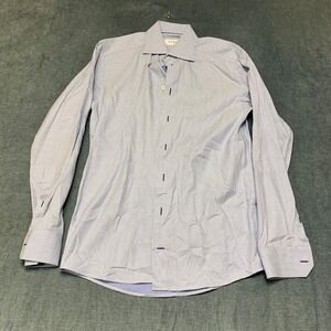 ETON Dress Shirt Mens 15.5 Blue Check Cotton Slim Office Wear Formal Business
